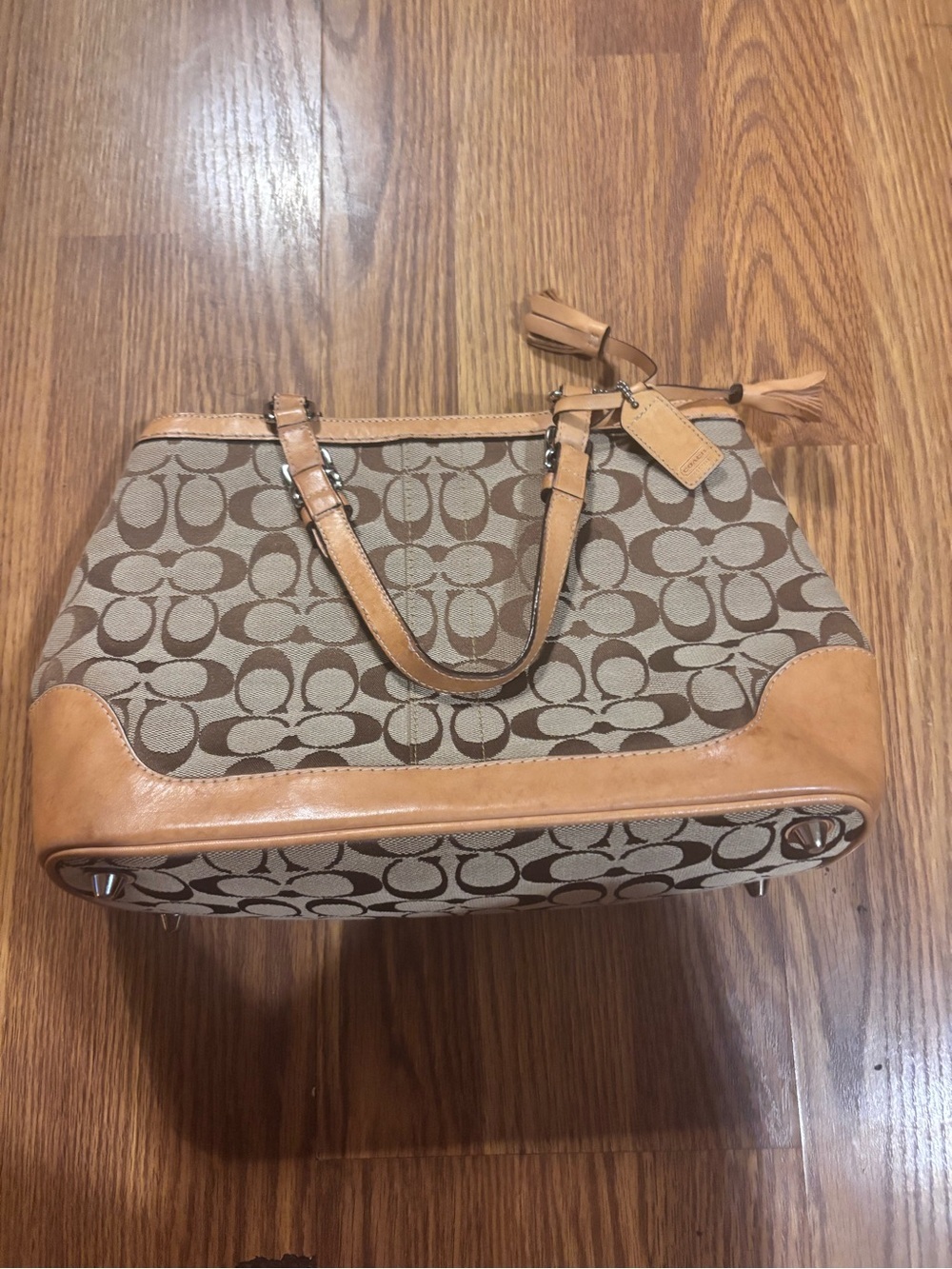 Y2K Coach Signature Canvas Tote in Tan/Brown